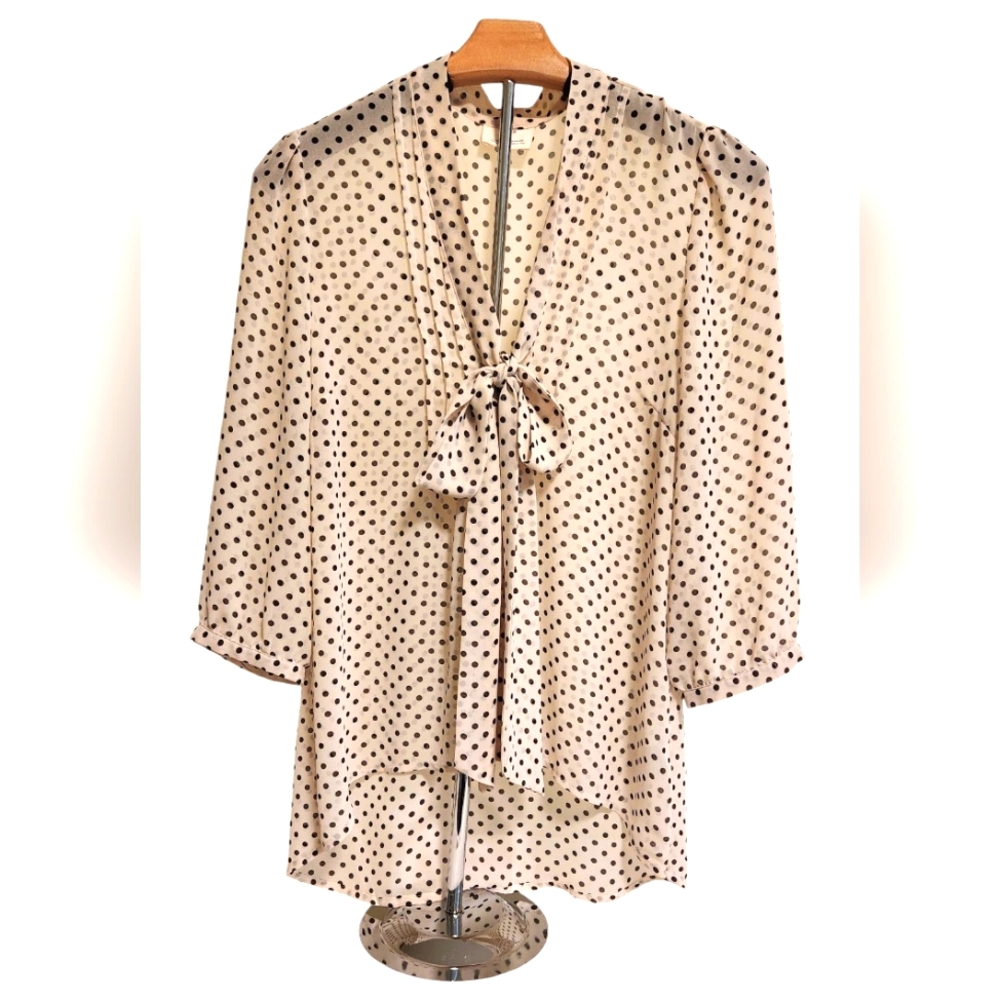 Urban Outfitters Pins & Needles Polka Dotted Bow Tie Sheer Blouse - Size Med